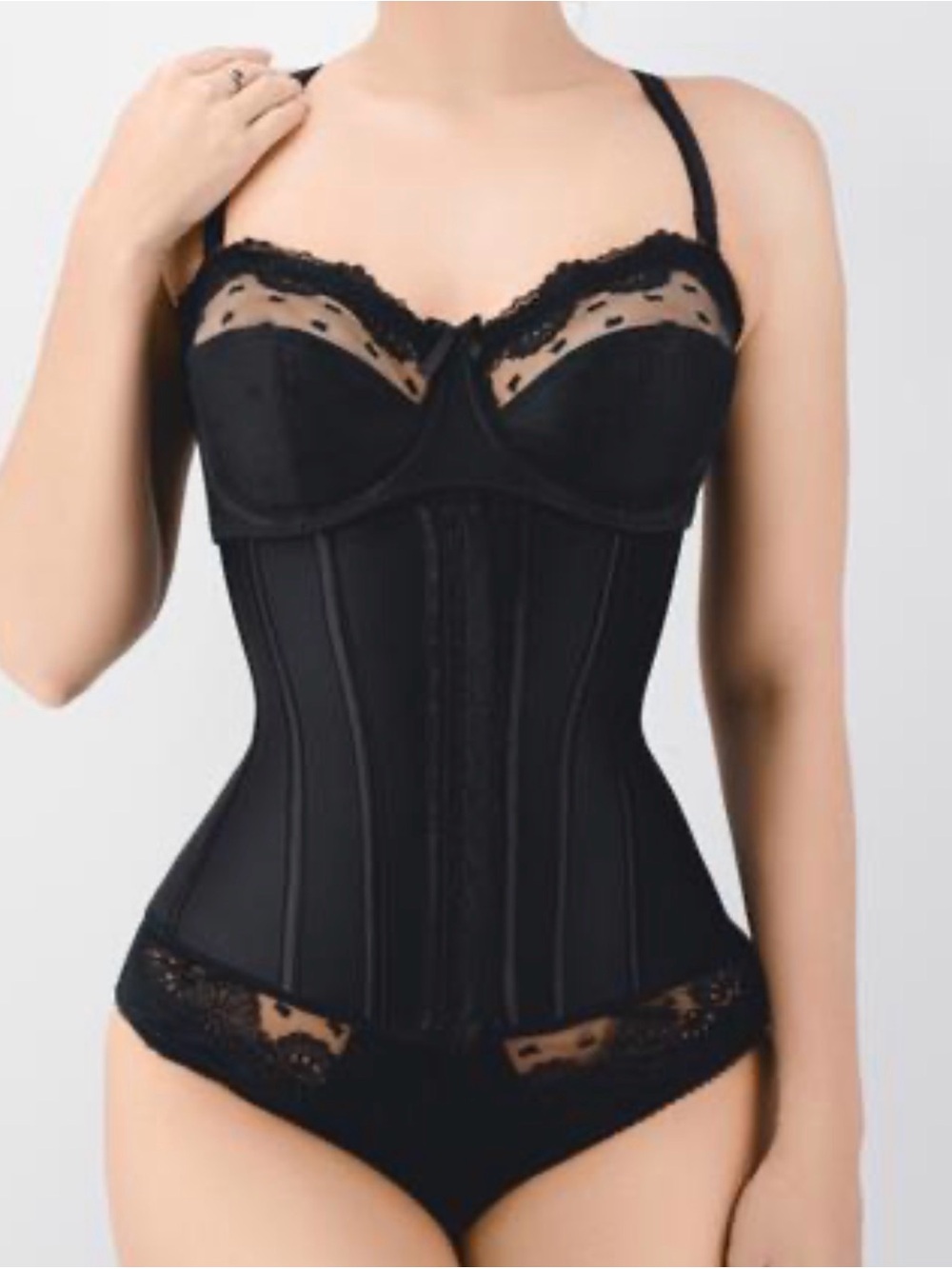 NWT Corset Story black latex underbust corset waist trimmer 30 CSLT020
